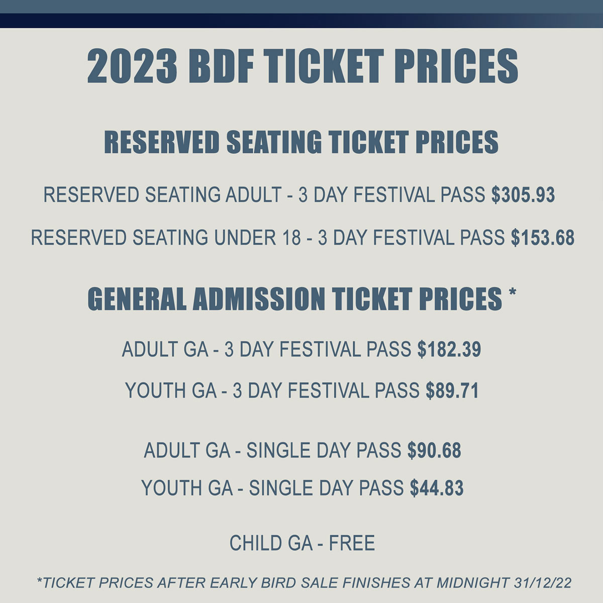 Festival Prices